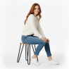 Buy Hairpin Stool - 42cm - Light wood and metal Light grey 61217 at MyFaktory